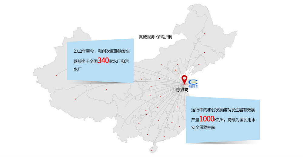 賀：2012年至今，和創(chuàng)次氯酸鈉發(fā)生器已服務(wù)于全國(guó)340家水廠和污水廠